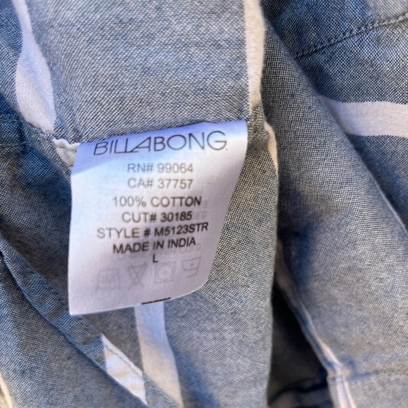 Men's Billabong Shirt Multicolor Striped Pocket SS L Light Beach Surf Open City - Picture 5 of 11